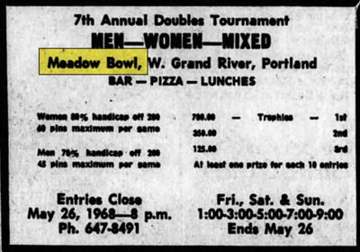 Wagon Wheel (Meadow Bowl Lanes) - May 1968 Ad